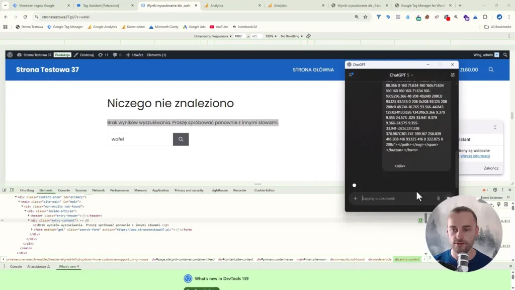 Zrzut ekranu przedstawiający korzystanie ze sztucznej inteligencji do wygenerowania kodu zmiennej JavaScript