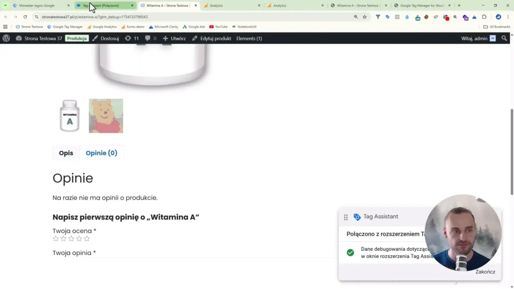 Zrzut ekranu przedstawiający wyświetlenie sekcji opinii w sklepie internetowym