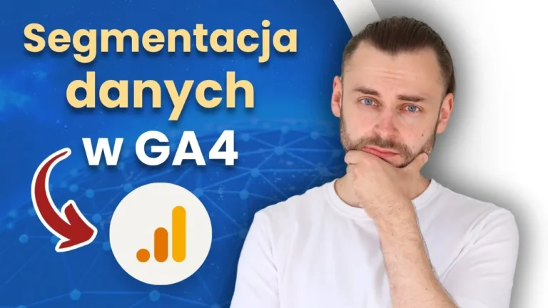 Ekspert analityki internetowej Paweł Piekarski prezentuje, jak korzystać z segmentów w Google Analytics 4. Banner wpisu blogowego z sylwetką autora.