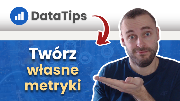 Ekspert analityki internetowej Paweł Piekarski prezentuje, jak tworzyć własne metryki w Google Analytics 4. Banner wpisu blogowego z sylwetką autora.