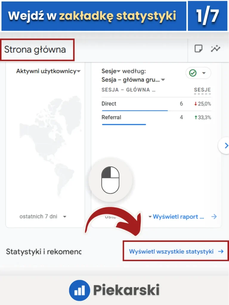 Zrzut ekranu przedstawiający lokalizację sekcji „Wyświetlenie wszystkich statystyk - Insighty”