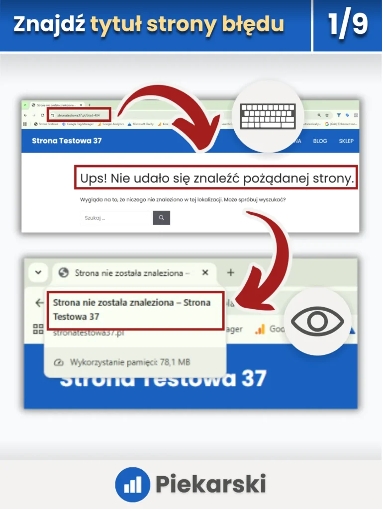 Zrzut ekranu przedstawiający określenie tytułu strony błędu 404
